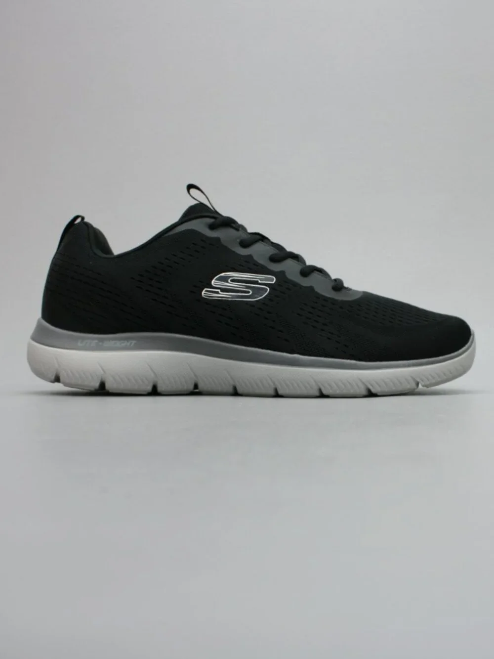 Skechers Men's 12 Summit Black Mesh Memory Foam Lace-up Gym Shoes Sneakers 16890